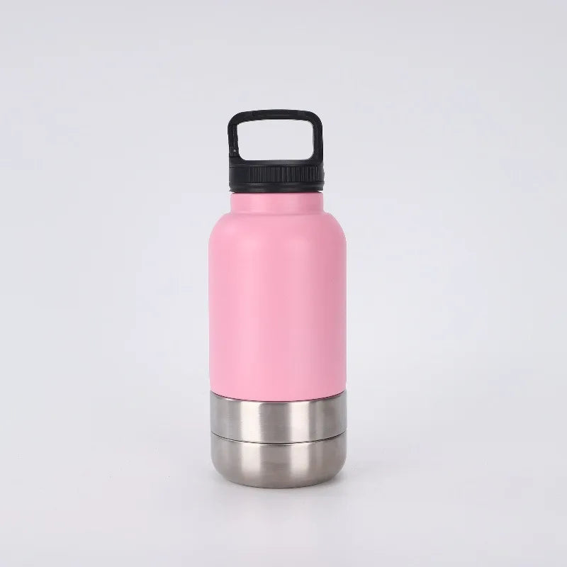Okkpets 32Oz 3 in 1 Stainless Steel Dog Water Bottle, Portable