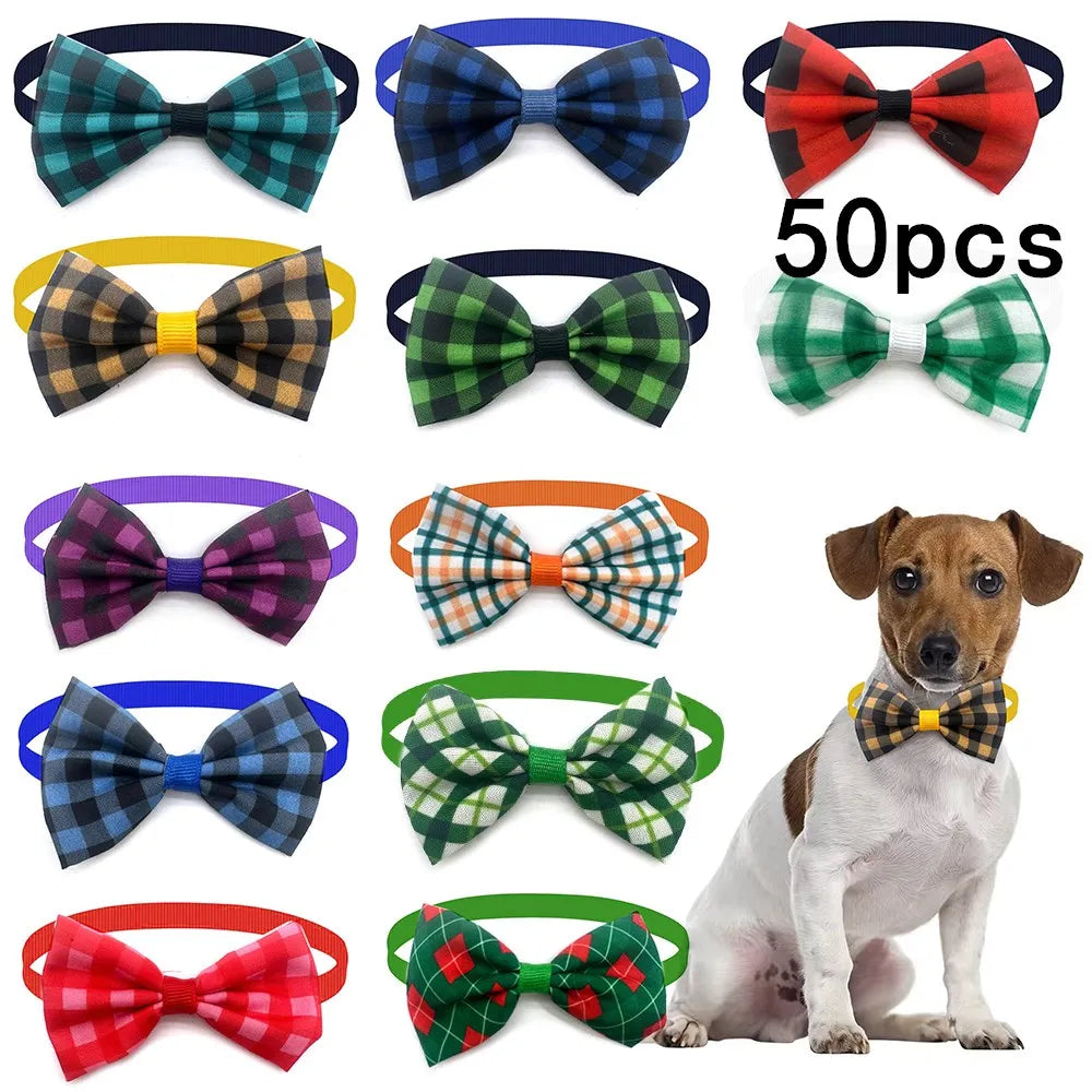 50 Handmade Bulk Dog Bow Tie Lattice Style – 2 Colors