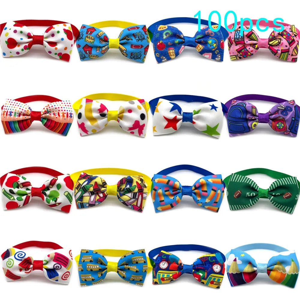 50 Dog Bow Tie Back to School Style Pet Supplies Small – 4 Colors