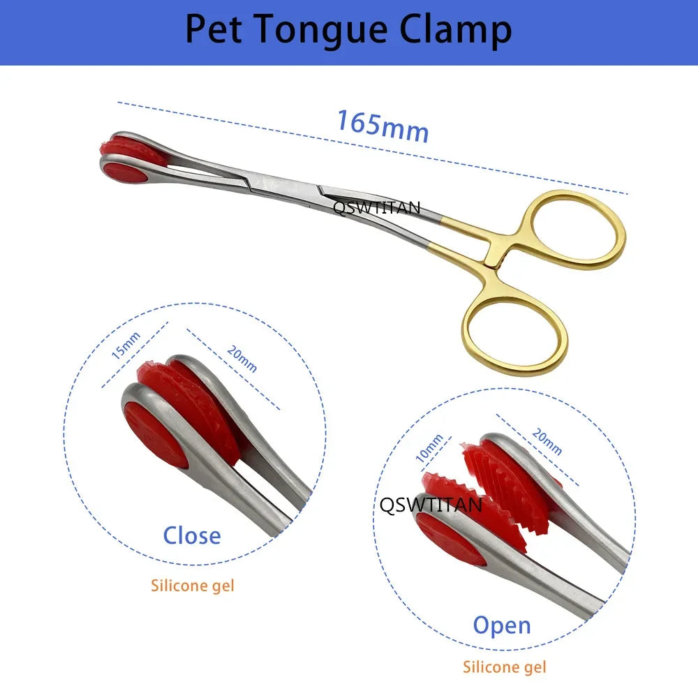 Stainless Steel Pet Tongue Forceps with Silicone Mouth Opening – Dog Supplies