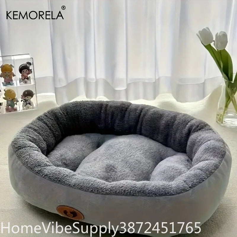 Plush Oval Pet Bed Thickened Ma‑Washable - MyPetDollar.com