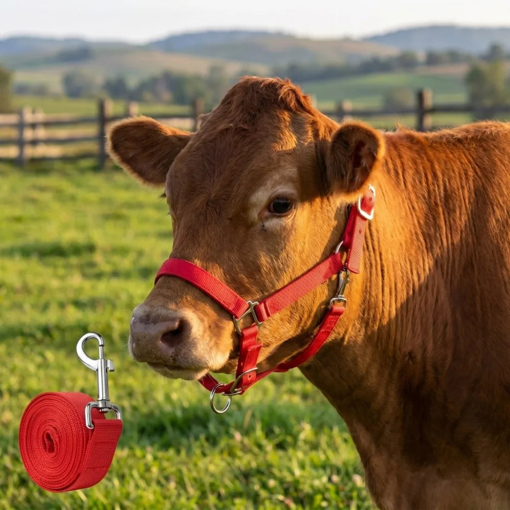 Adjustable Cow Halter with Lead Nylon - MyPetDollar.com