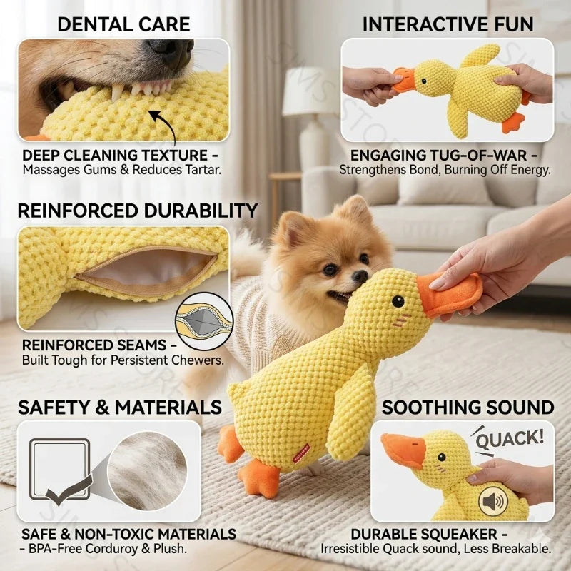 Yellow Duck Dog Plush Toy Molar Chew Toy - MyPetDollar.com
