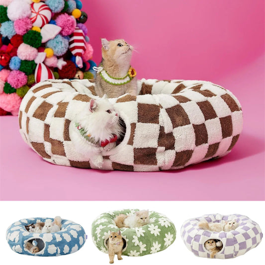 2 in 1 Dachshund Tunnels Cat Bed Flower - MyPetDollar.com