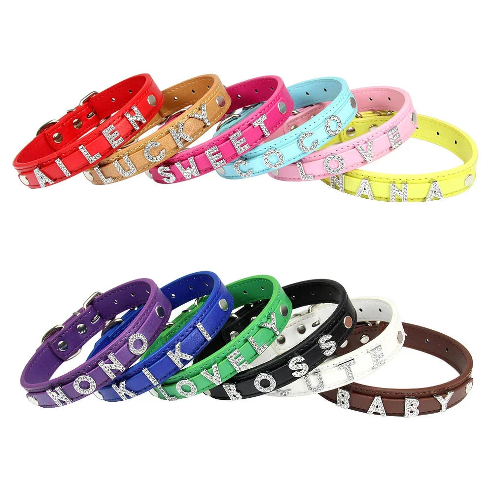 12 PCS Plain PU Leather DIY Name ID Dog - MyPetDollar.com
