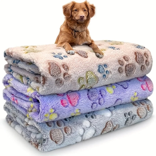 3pcs Dog Bed Mat Blanket Pet Flannel Paw - MyPetDollar.com