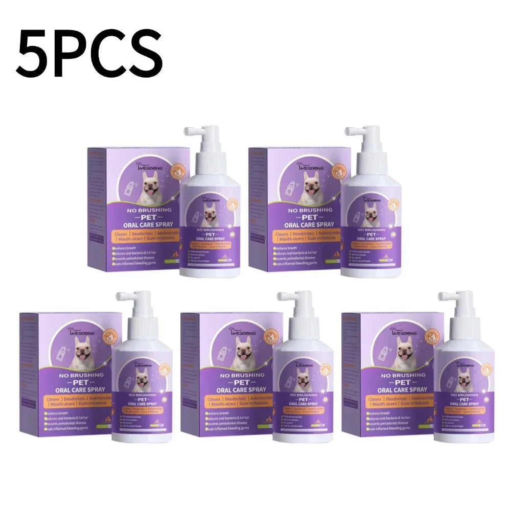 1- Portable Pet Teeth Cleaning Spray for Dogs & Cats Breath
