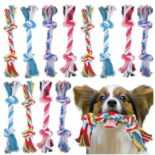 Random Color Cotton Rope Pet Toy Double Knot - MyPetDollar.com