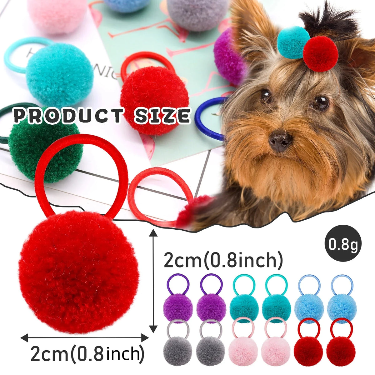 10/20/30PCS Ball Shape Dog Bows With Rubber - MyPetDollar.com