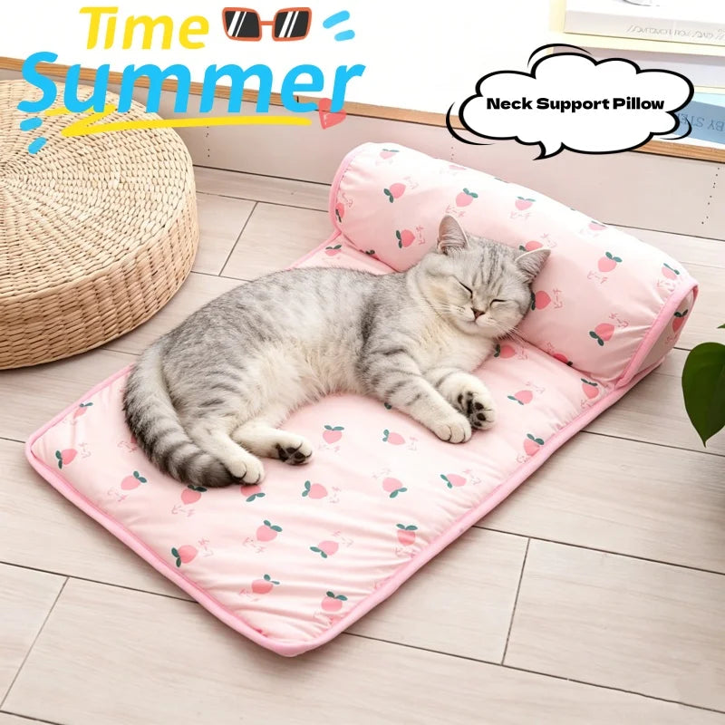 Ice Silk Pet Cooling Mat with Pillow, - MyPetDollar.com