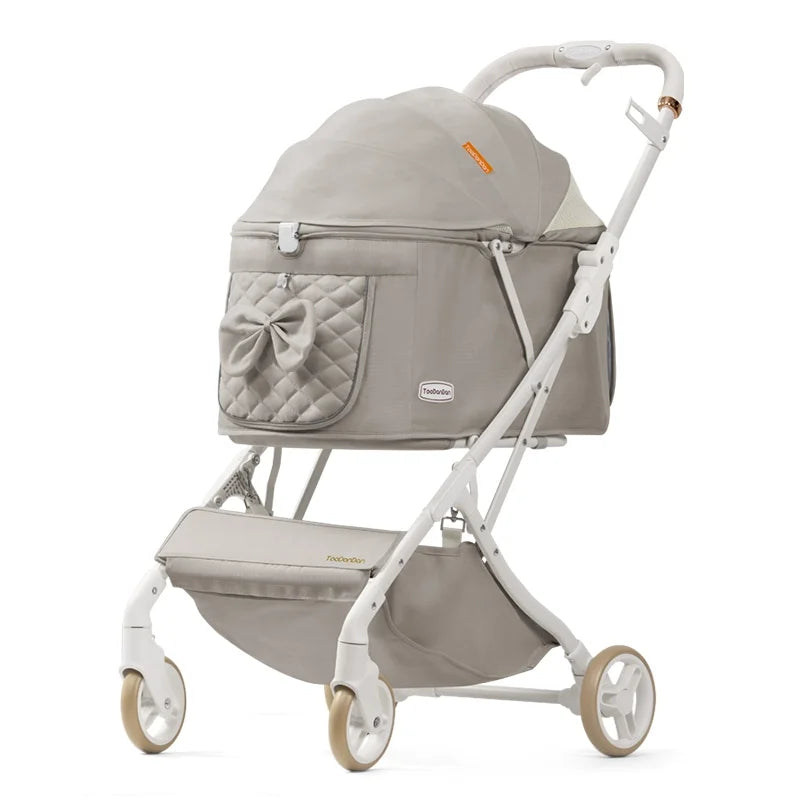 Lightweight Outdoor Pet Stroller Pram One Click Folding Dog, Breathable