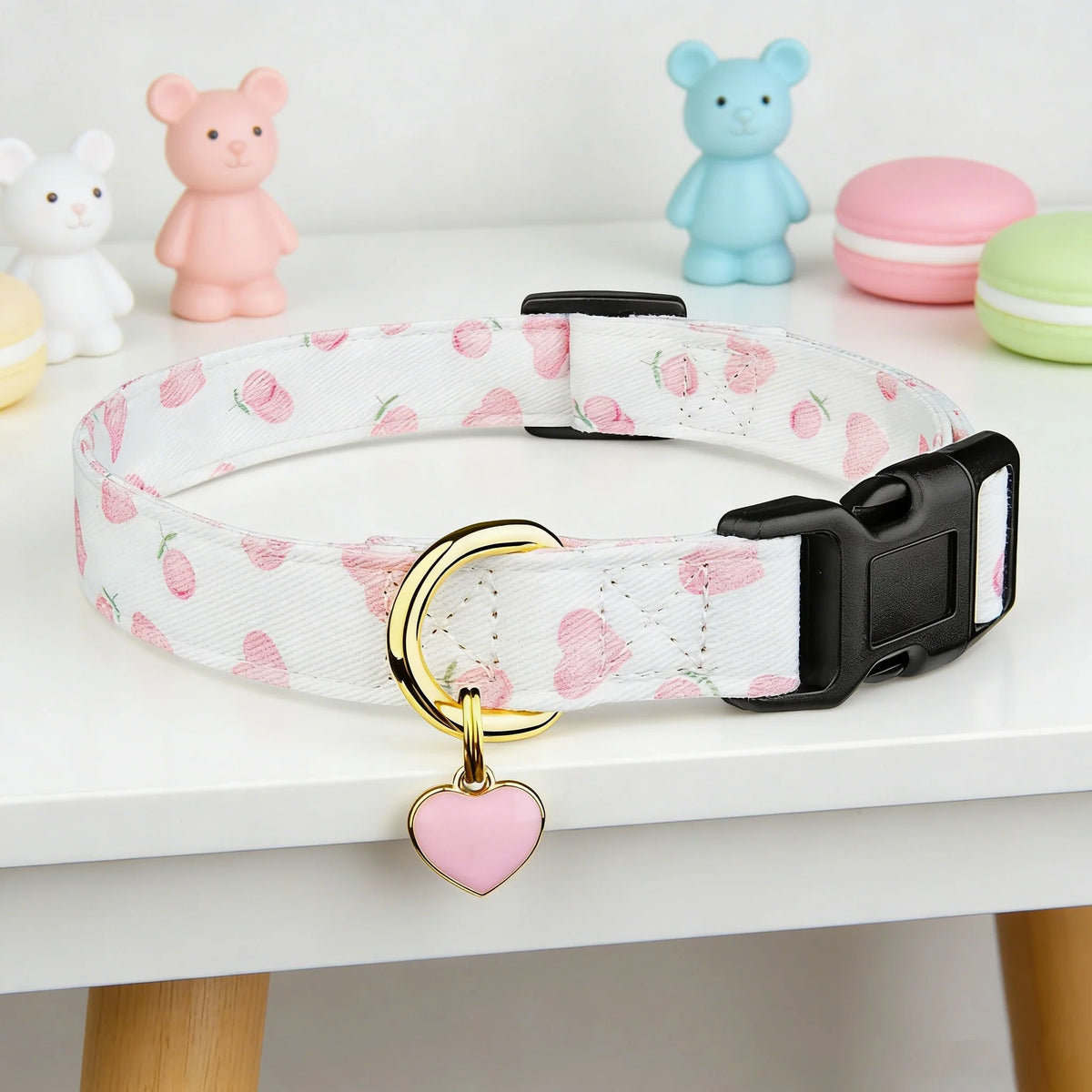 Solid Cotton Dog Collar Cute Heart And - MyPetDollar.com