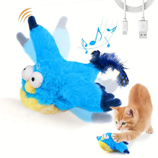 Plush Interactive Cat Toy Flapping Bird No Flying Rechargeable
