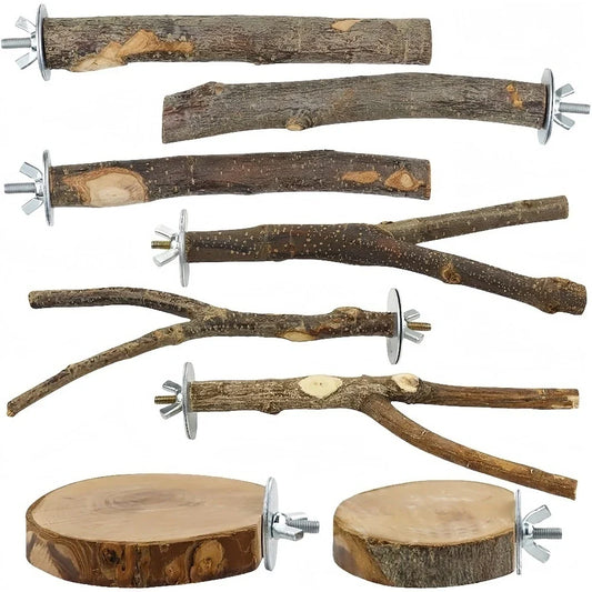 8Pcs Natural Wood Parrot Perch Set Bird - MyPetDollar.com