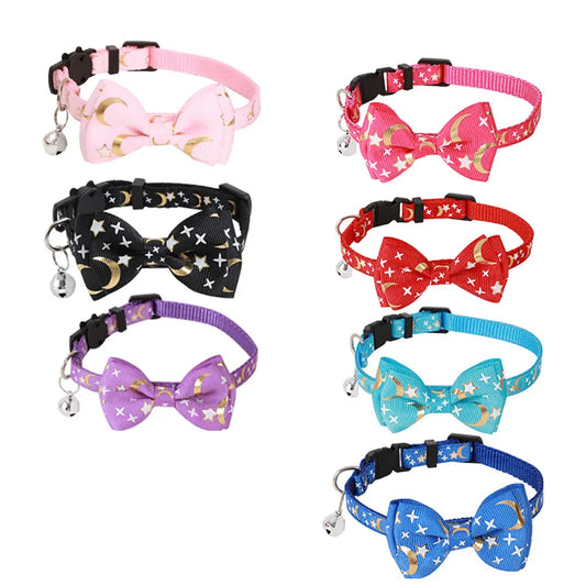 New Pet Collar with Bell Gold Plated Ribbon - MyPetDollar.com