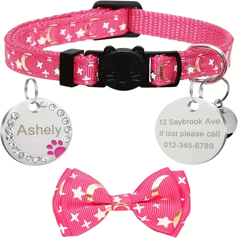 Personalized Cat Collar Pendant ID Engraving Name Tag