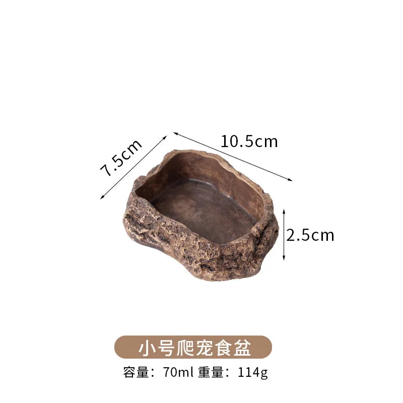 Natural Rock Reptile Water Dish & Food Bowl – 6 Colors