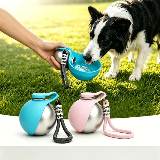 Dog Water Bottle Stainless Steel 285ml - MyPetDollar.com
