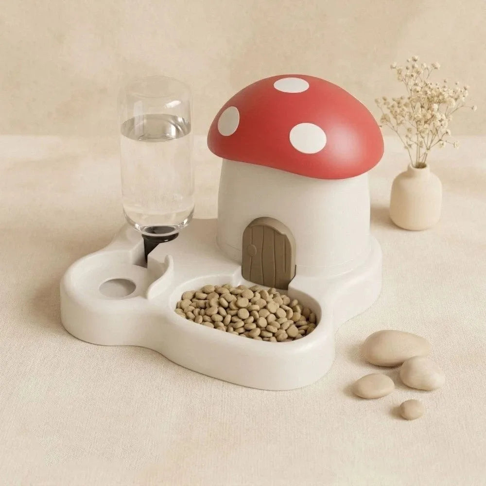 2 in 1 Mushroom Pet Automatic Food Feeder – 3 Colors