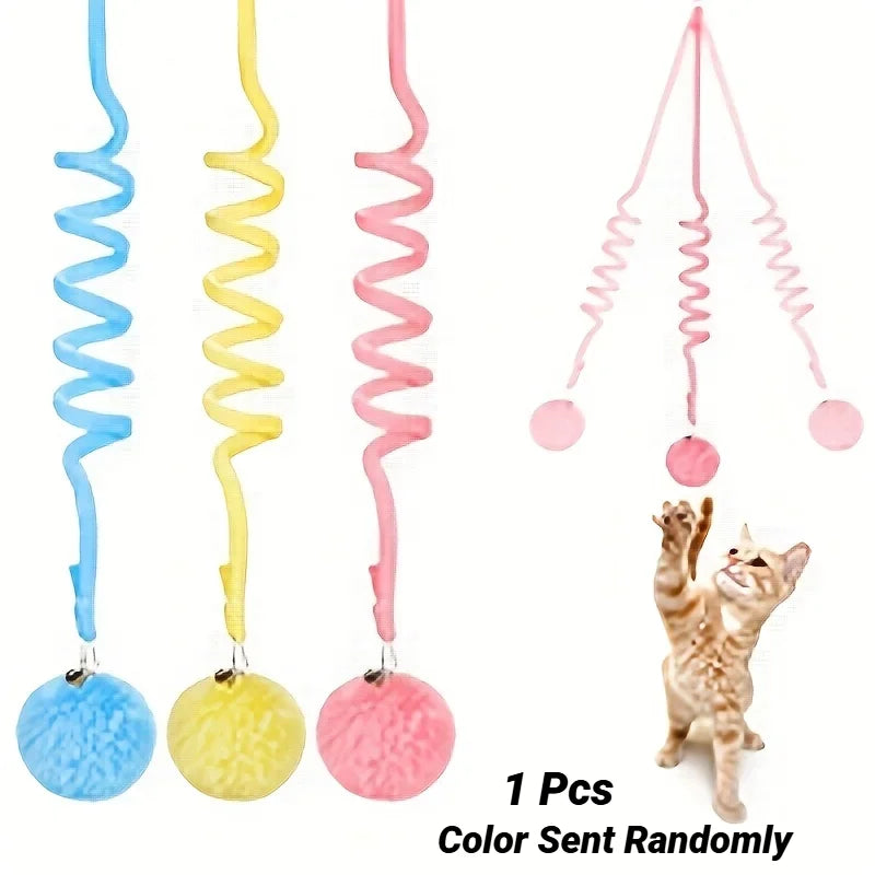 Suction Cup Spring Fur Ball Retractable Cat Teaser