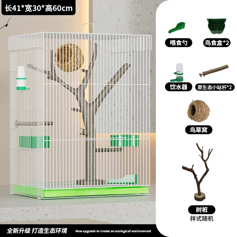 ‌large Vertical Bird Enclosure with Natural Wood Perch – 19 Colors