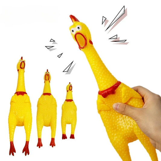 Screaming Chicken Dog Toys,Yellow Rubber - MyPetDollar.com