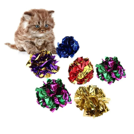 Interactive Light Crinkle Foil Cat Toys Balls