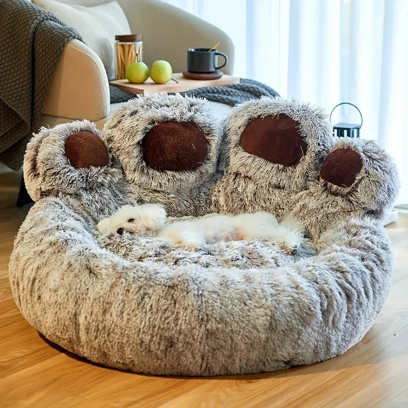 Cute Bear‑Paw Pet Sofa Bed Soft Fluffy Cozy - MyPetDollar.com