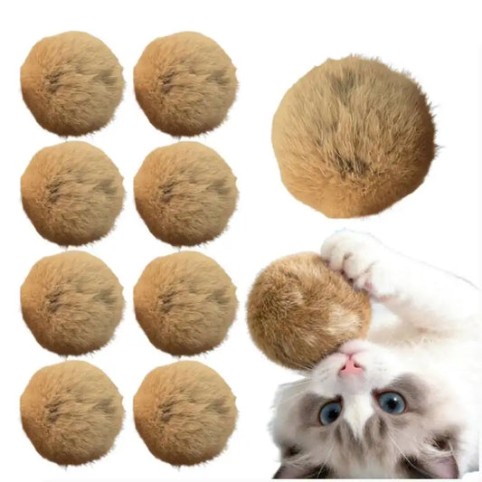 Rabbit Fur Ball Cat Toy, 3.15 Inch Real - MyPetDollar.com