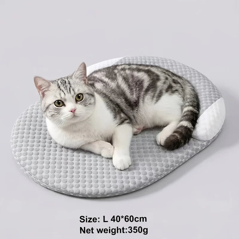 Cooling Dog Bed Summer Ice Silk Cat Pad Oval Pet Nest