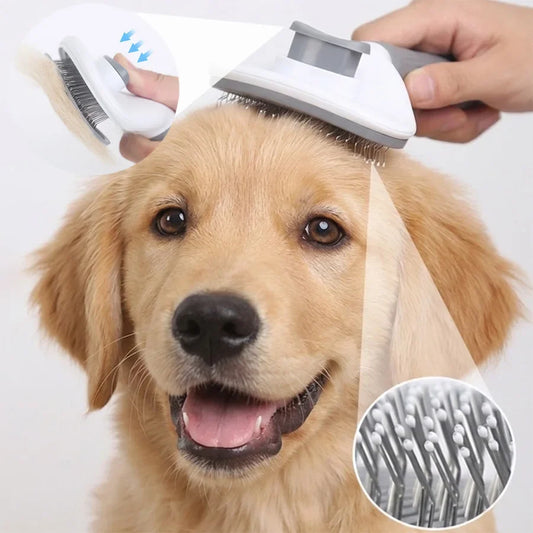 Self-Cleaning Pet Slicker Brush One-Click - MyPetDollar.com