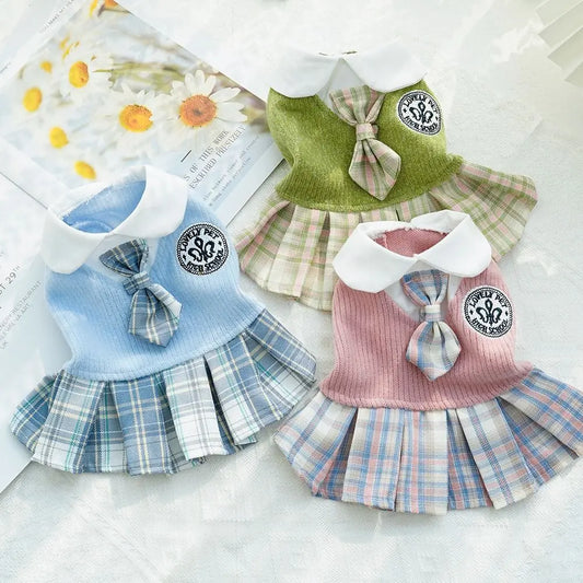 Kawaii Pet JK Plaid Skirt Knitted College - MyPetDollar.com