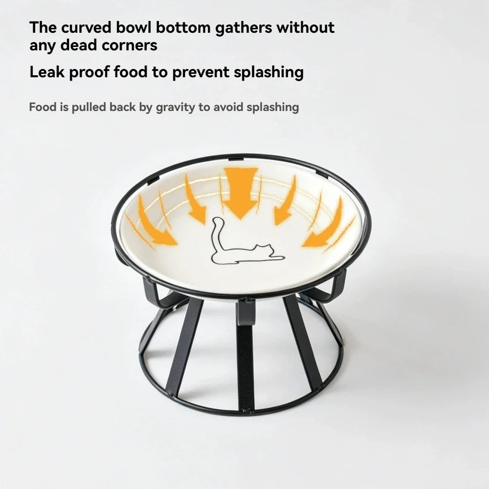 Elevated Ceramic Cat Bowl with Iron Stand, - MyPetDollar.com