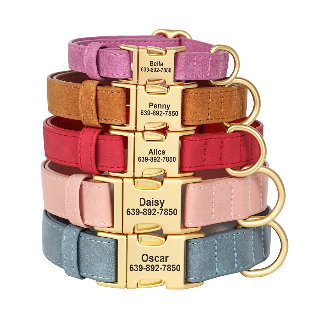 Personalized PU Leather Dog Collar Free - MyPetDollar.com