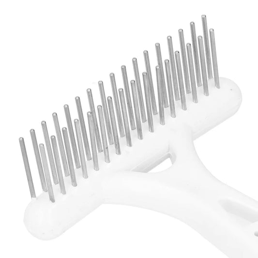 Metal Pins Double Row Rake Comb White - MyPetDollar.com