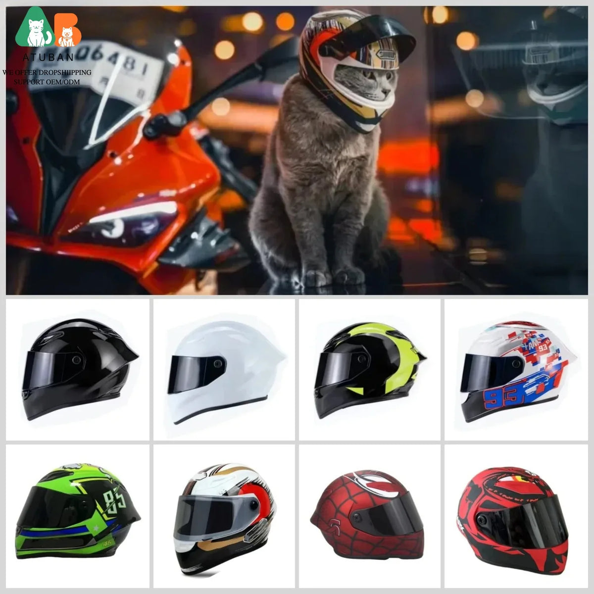 ATUBAN Pet Motorcycle Helmet, Puppy Cat - MyPetDollar.com