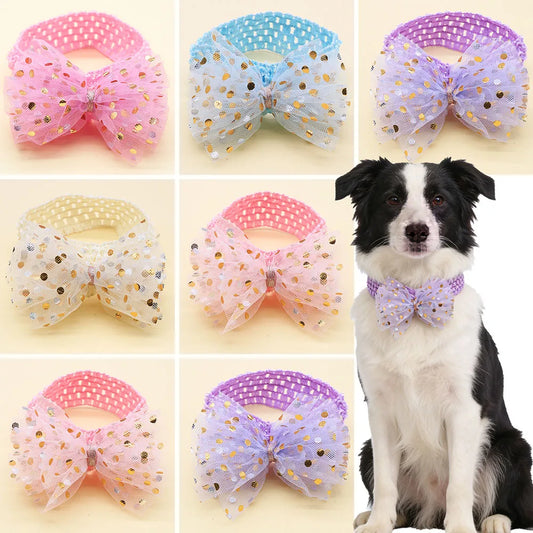 20/50PCS Spring Lace Pet Dog Bowtie Elastic - MyPetDollar.com