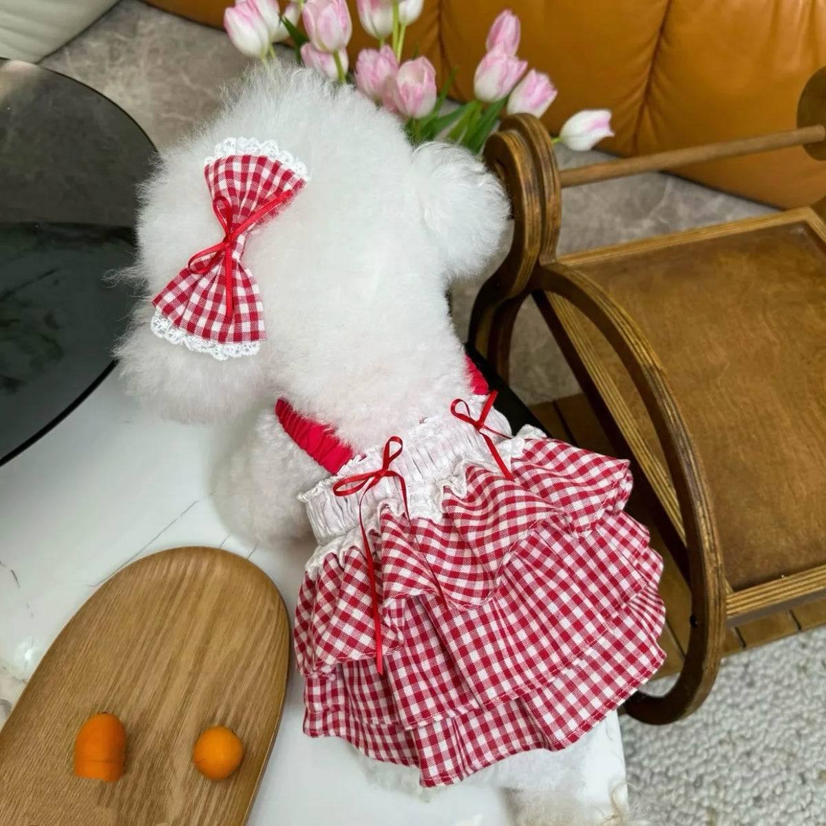 2026 Red Checkered Dog Sling Pet Princess - MyPetDollar.com