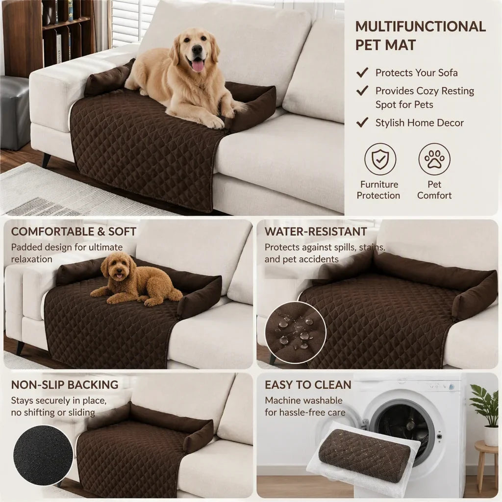 Waterproof Check Bolster Pet Sofa Bed, - MyPetDollar.com
