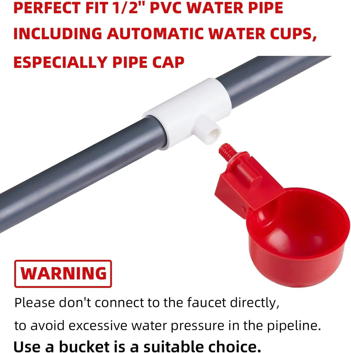 5/10Pcs Chicken Water Cup With PVC Tee - MyPetDollar.com