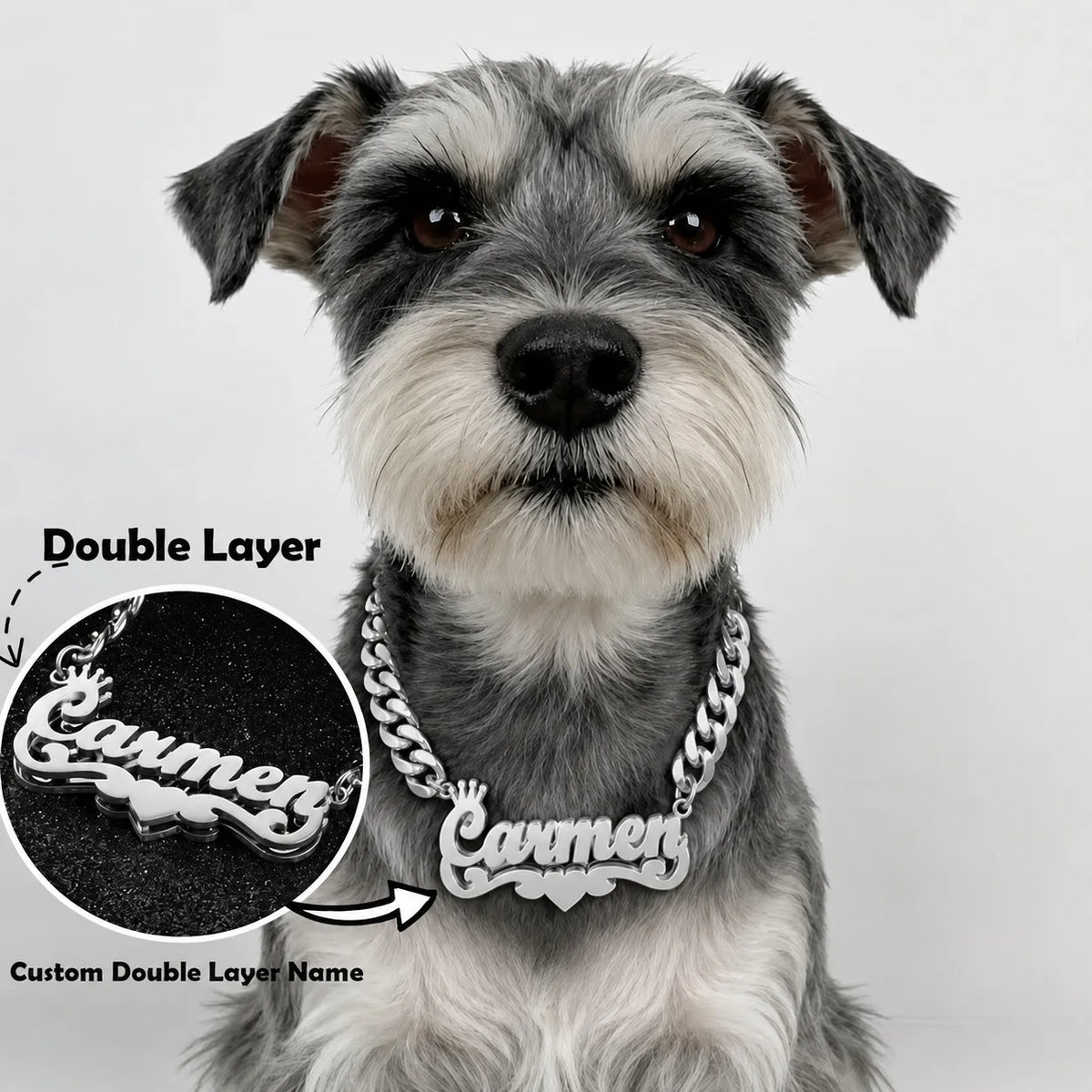 Custom Double Layer Pet Name Necklace 18K - MyPetDollar.com