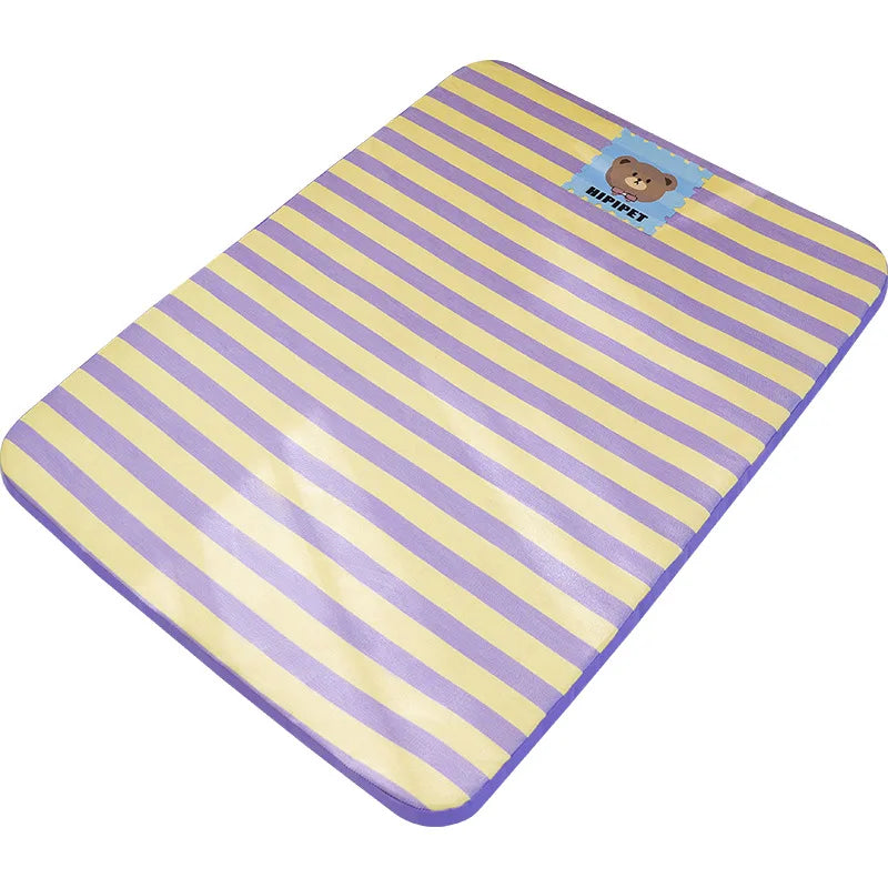 Summer Dog Cartoon Striped Ice Silk Cooling - MyPetDollar.com