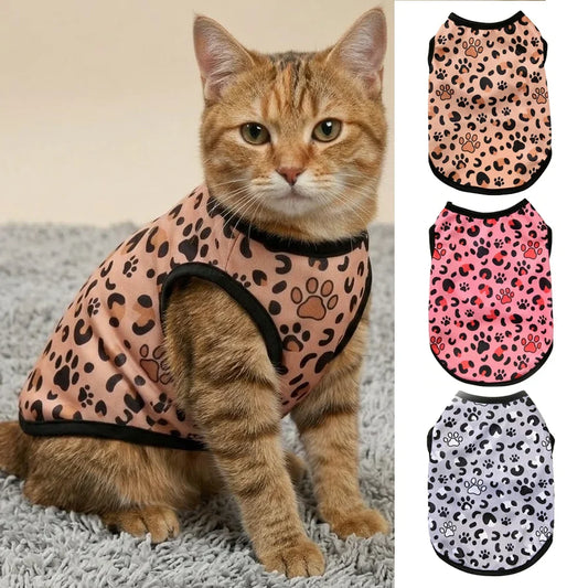 Leopard Print Pet Cat Vest Clothes - MyPetDollar.com