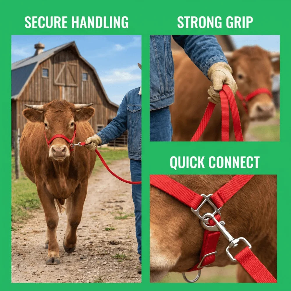 Adjustable Cow Halter with Lead Nylon - MyPetDollar.com
