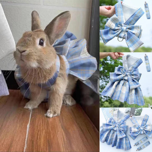 Rabbit JK Dresses and Leash Sets Mesh Plaid - MyPetDollar.com