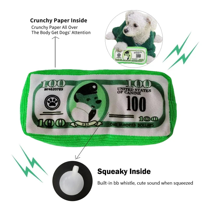 Simulation Money Dog Toys Funny Squeaky - MyPetDollar.com