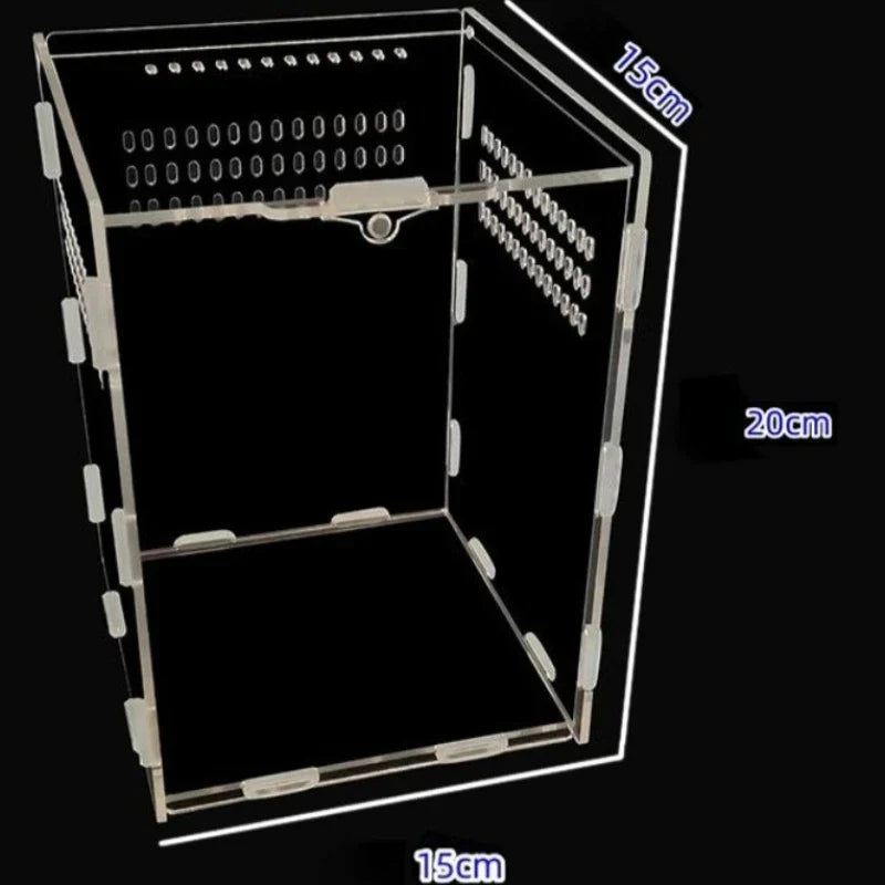 Acrylic Feeding Box Square Transparent Reptile Pet Terrariums – 3 Colors
