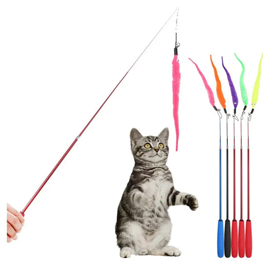 5pcs Colorful Cat Teaser Wand Rod Chase Toys - MyPetDollar.com