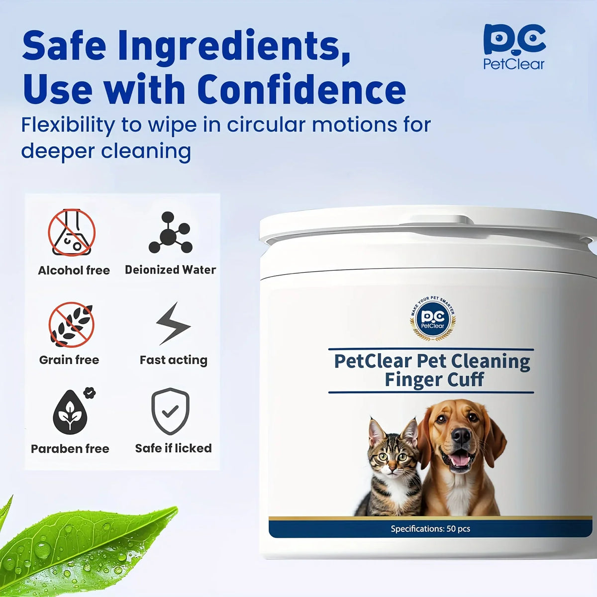 PETCLEAR 50PCS Pet Grooming Finger Wipes, - MyPetDollar.com