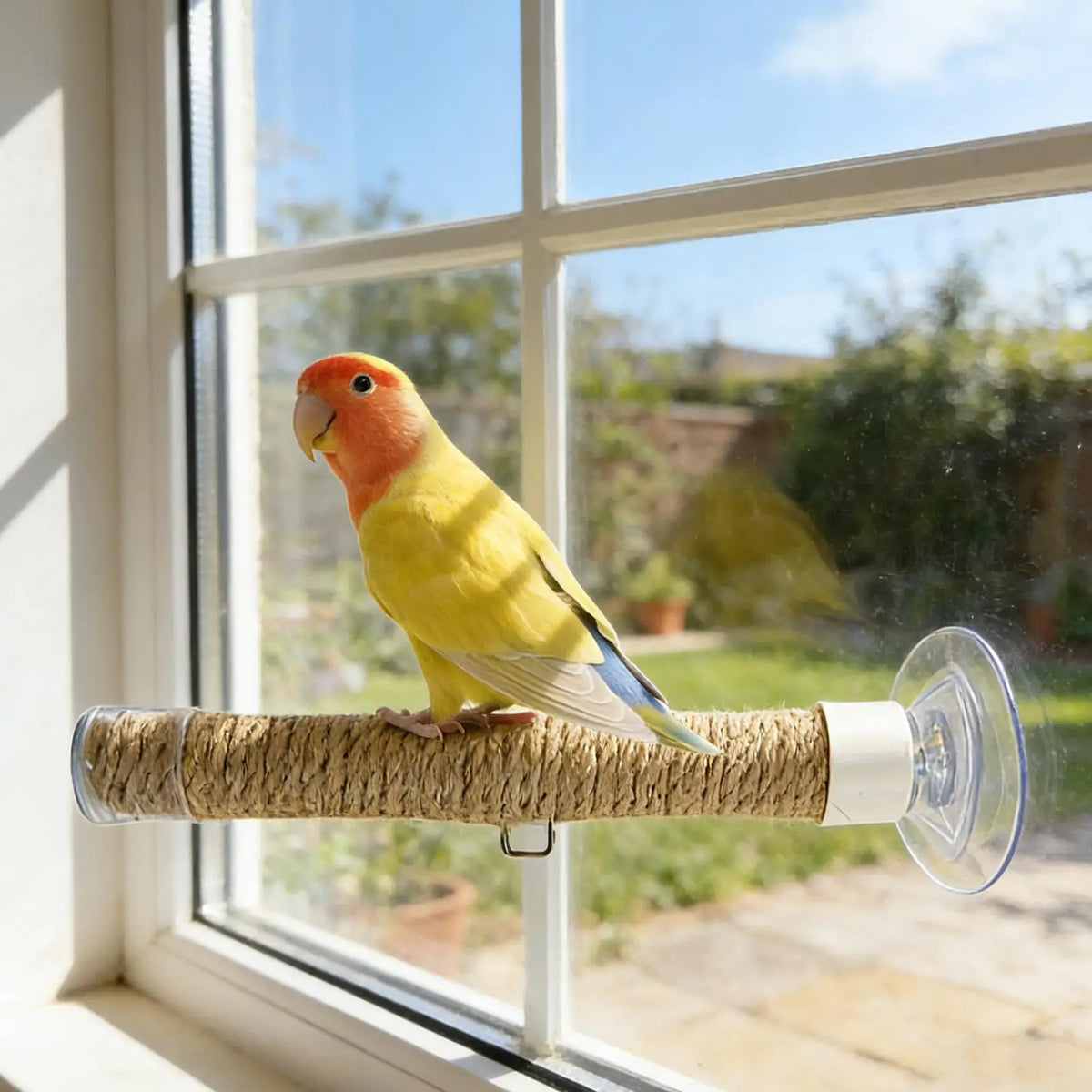 Suction Cup Bird Toy Swing Set Linen Rope - MyPetDollar.com